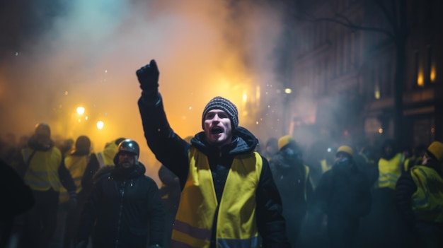 Des manifestants en gilets jaunes