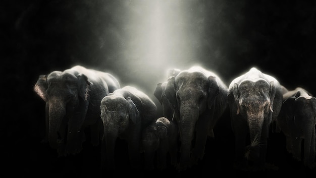 Manipulation d'images conceptuelles d'éléphants sauvages