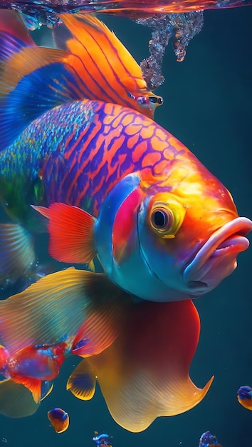 Manipulation de poissons colorés sur l'aquarium génératif ai