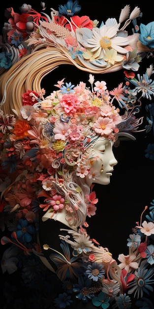 un mannequin avec une couronne de fleurs dessus
