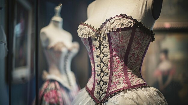 Un mannequin dans un corset dans un atelier vintage