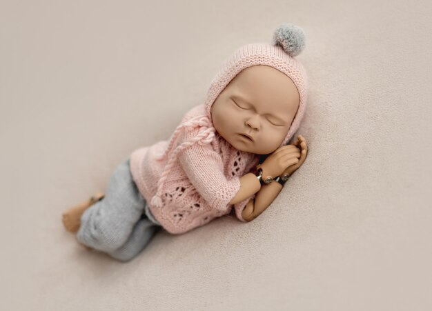 Mannequin de nouveau-né pour photo posant