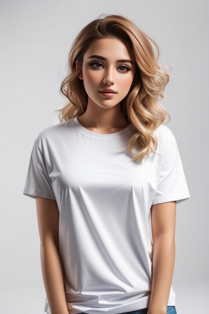 mannequin portant un t-shirt blanc pour maquette