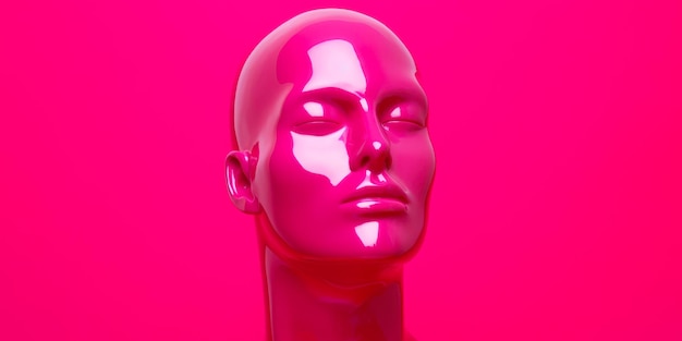 Mannequin tête masculine sur fond rose générative ai