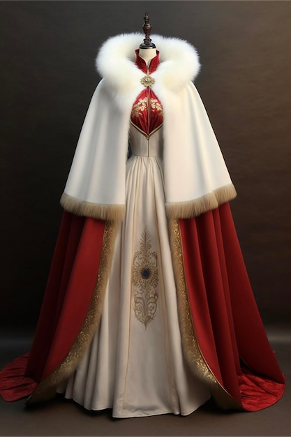 Mannequin vêtu d'une robe rouge et blanche générative ai