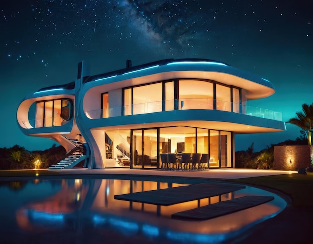 un manoir futuriste de luxe