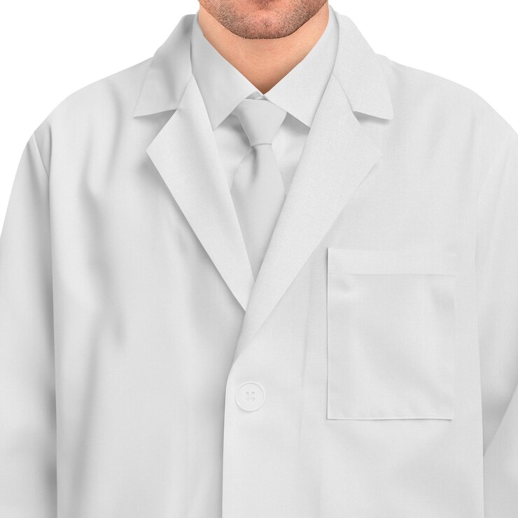 Photo manteau de laboratoire sur fond blanc