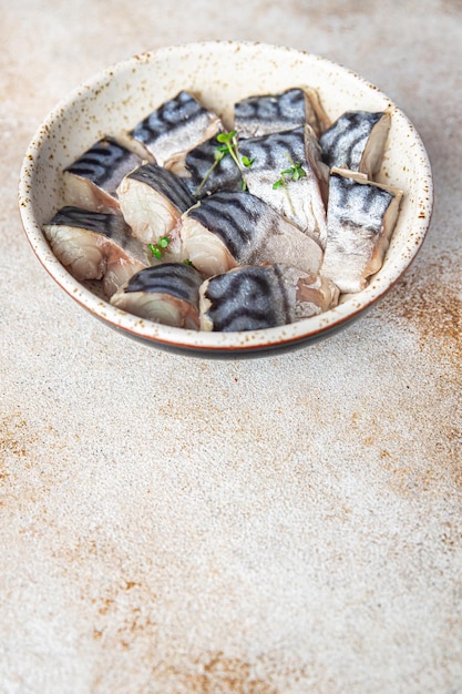 Maquereau salé poisson repas de fruits de mer snack copie espace arrière-plan alimentaire rustique