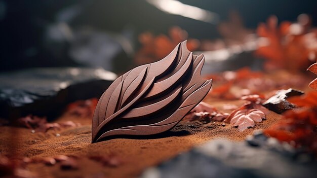 Maquette 3D de feuille d'arbre et de plante Écologie concept de produits bio et naturels Vue rapprochée des feuilles