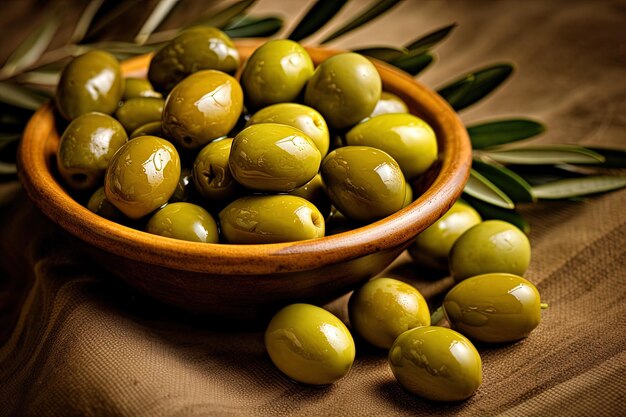 Maquette de l'abondance d'olives vertes pendant la saison des récoltes