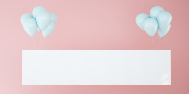 Photo maquette d'affiche horizontale avec des ballons roses