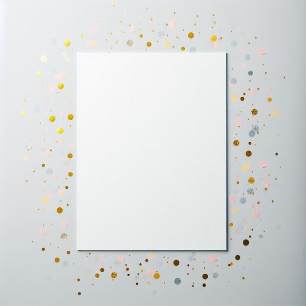 Photo maquette d'affiche sophistiquée infusée de confettis, parfaite pour renforcer votre marque numérique seofriendly