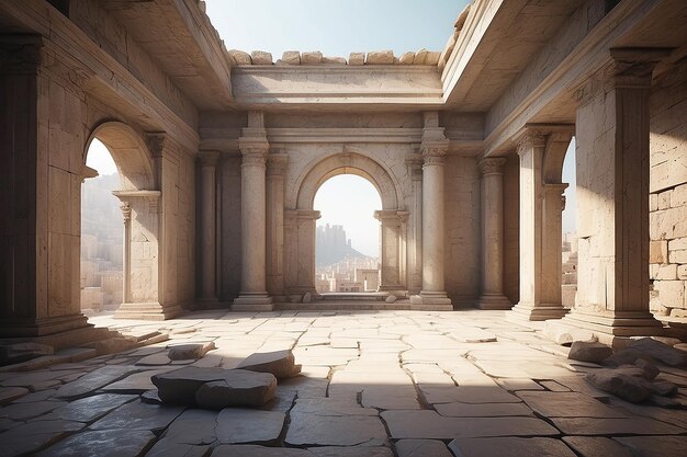 Une maquette d'art de la pièce inspirée des ruines anciennes