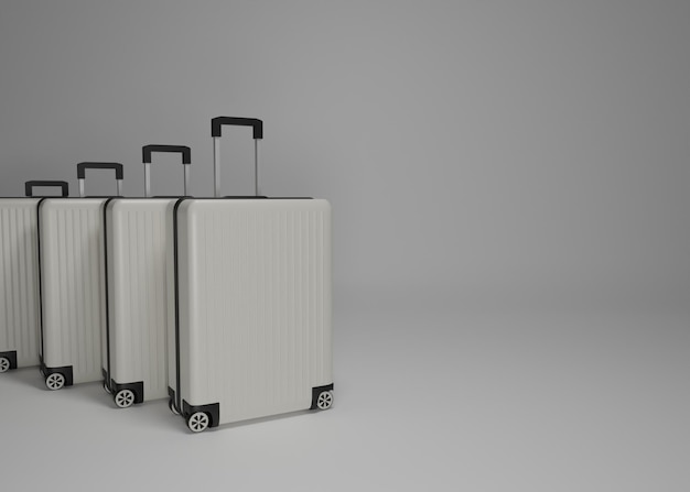 Photo maquette de bagages blanc sur fond clair valise bagages rendu 3d