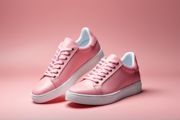 une maquette de baskets en cuir rose pour femmes