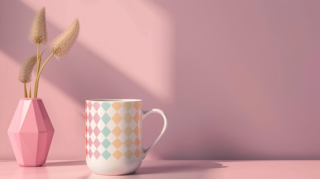 Photo une maquette blanche d'une tasse de café à motifs géométriques ajoutant une touche moderne et à la mode à votre cuisine