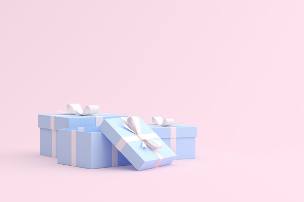 Maquette de boîte-cadeau sur l'espace rose.