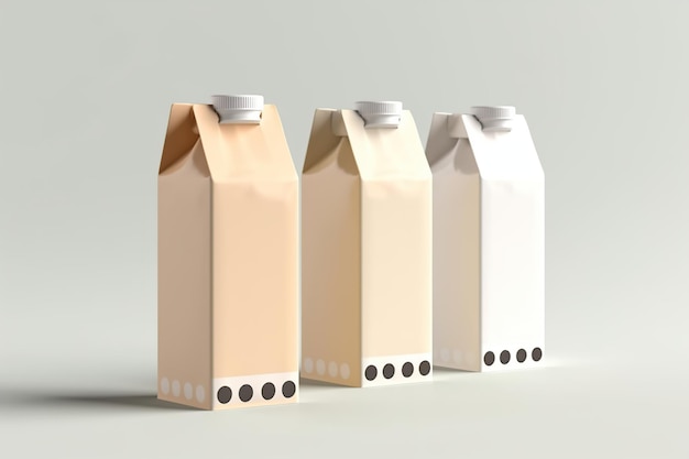 Maquette de boîte en carton de lait ou de jus générée par AI