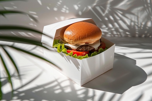 Photo une maquette de boîte à hamburgers