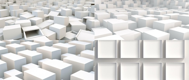 Maquette de boîtes en carton blanc avec couvercles ouverts, photo de stock dans le