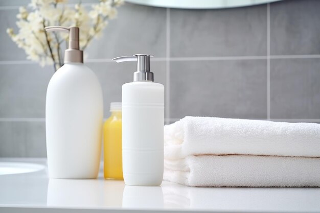 Maquette d'une bouteille dans la salle de bain