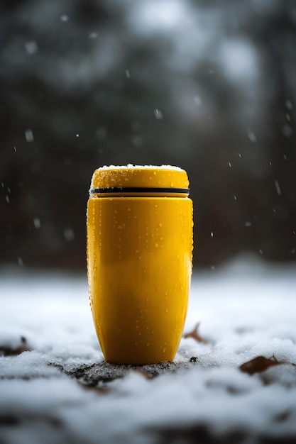 Une maquette de bouteille jaune