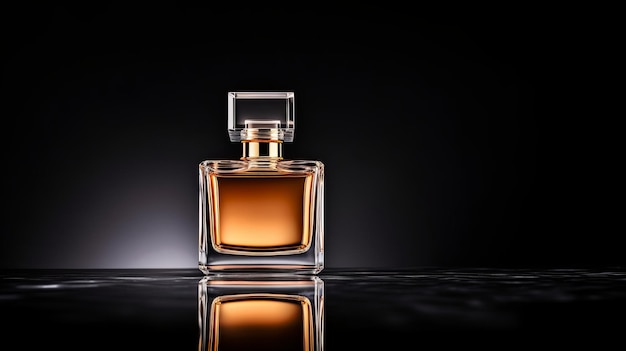maquette d'une bouteille de parfum dans une scène minimaliste