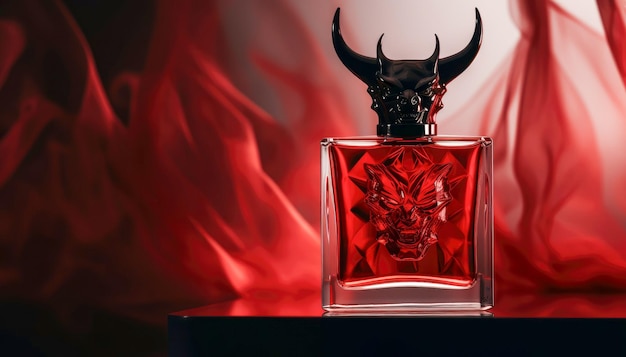 Maquette de bouteille de parfum vide en forme de diable