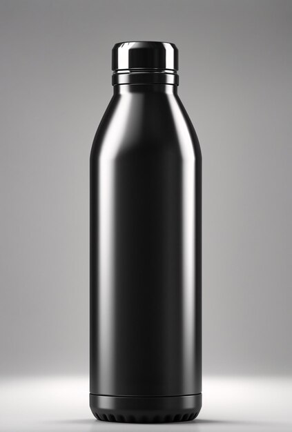 Maquette de bouteille thermos en acier inoxydable noir