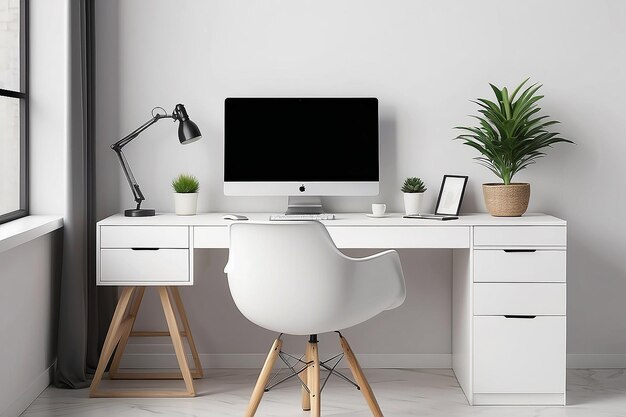 Une maquette de bureau de travail à domicile