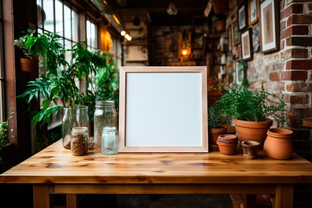 Maquette de cadre d'affiche dans le salon intérieur générative ai