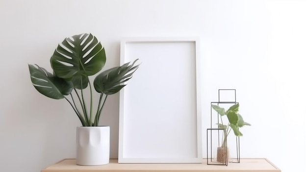 Maquette de cadre carré vide dans un intérieur minimaliste moderne