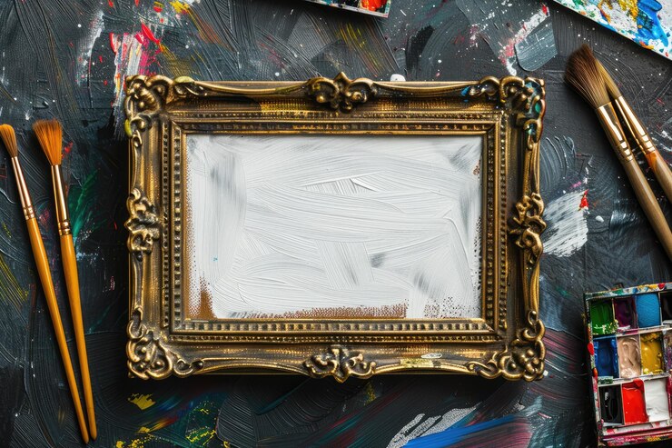 Photo maquette de cadre avec des matériaux de peinture