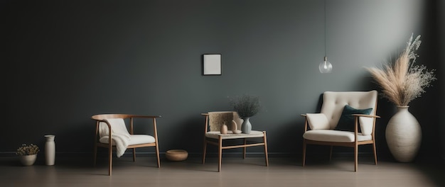 Maquette de cadre photo vierge sur le bureau Articles d'intérieur de style minimaliste scandinave