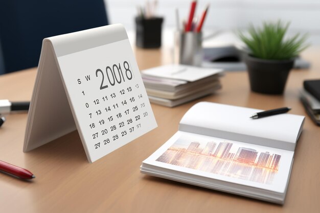 Photo maquette de calendrier sur une table