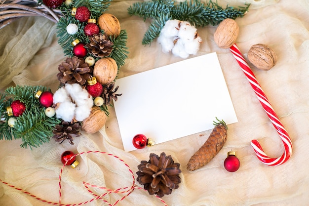 Maquette de carte-cadeau Lettre au Père Noël Mise à plat de Noël