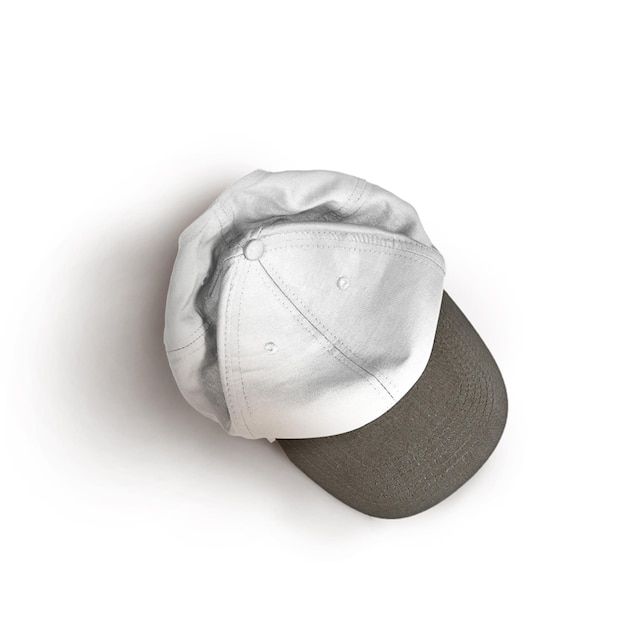 Maquette de casquette snapback blanche et noire sur fond gris
