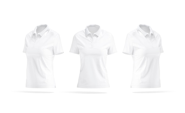 Maquette de chemise polo blanche pour femmes à l'avant et aux côtés