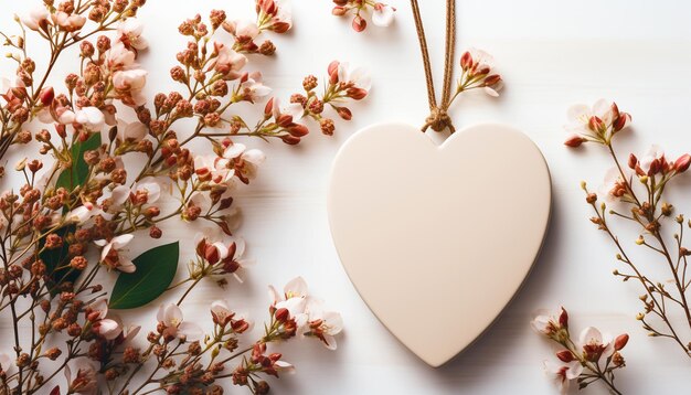 Maquette de cœur étiquette vue supérieure Maquette de marque élégante pour afficher vos œuvres d'art mariage vintage