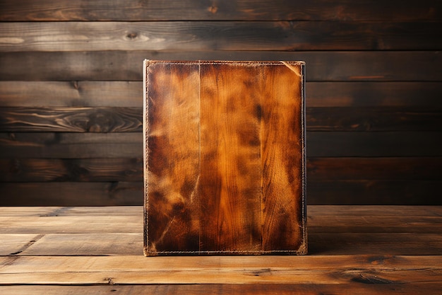 maquette de couverture de livre vierge avec une texture en bois rustique générée par Ai