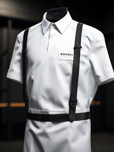 Photo maquette créative d'un tablier de chef blanc propre dans une collection d'uniformes de cuisine moderne