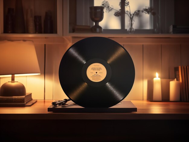 Photo une maquette de disque vinyle vintage générée par l'ia pour les amateurs de musique