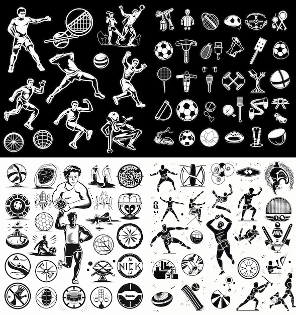 Photo maquette diverses icônes sportives stock vector icône activités gym se