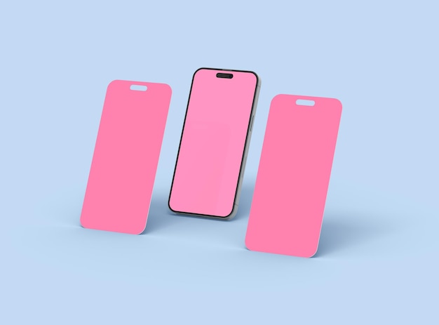 Maquette du téléphone 14 pro et quelques écrans séparés flottant concept d'application ui ux rendu 3d