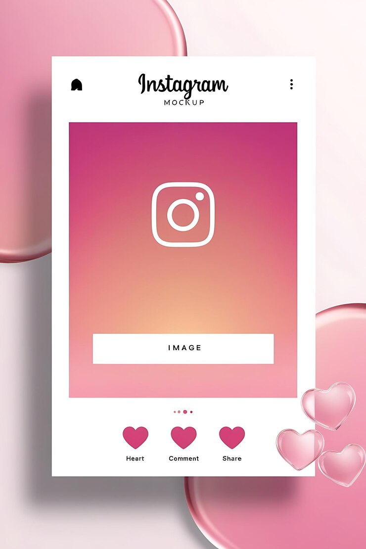 Photo une maquette élégante d'un post instagram avec un arrière-plan rose