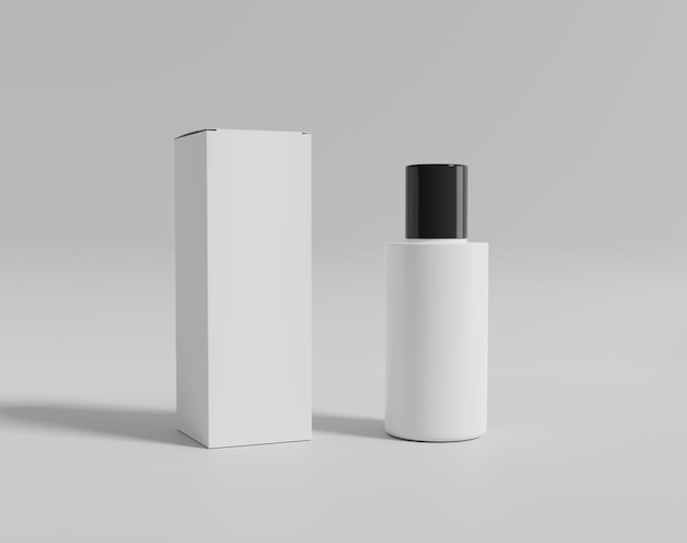 Maquette d'emballage cosmétique blanc vierge, récipient en plastique sur fond vide, rendu 3d, illus 3d