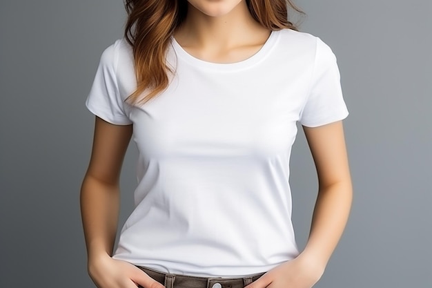 Maquette de femme en t-shirt blanc créée avec Generative AI