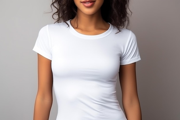 Maquette de femme en t-shirt blanc créée avec Generative AI