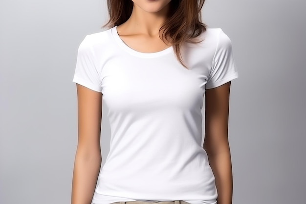 Maquette de femme en t-shirt blanc créée avec Generative AI