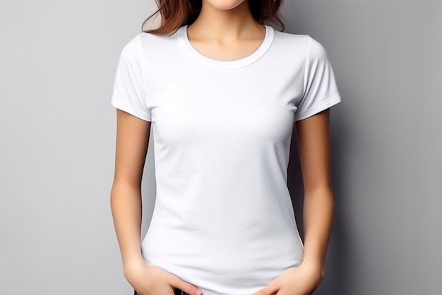 Maquette de femme en t-shirt blanc créée avec Generative AI